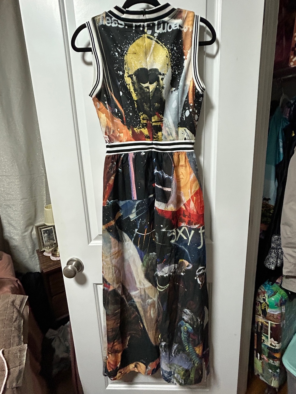Star Wars Sleeveless V-Neck Maxi Dress in Black, White, Blue, Brown - Picture 4 of 4